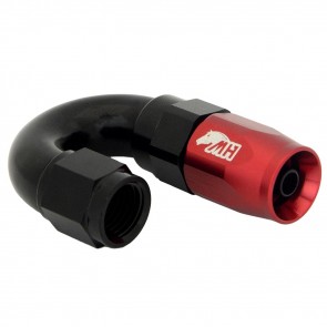 Conexão 4AN / AN4 180º para Mangueira Aeroquip - Colors (Corpo Preto - Porca Vermelha)