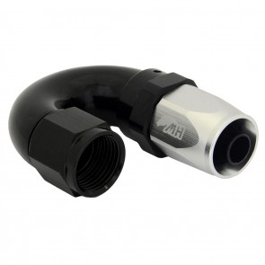 Conexão 8AN / AN8 180º para Mangueira Aeroquip - Colors (Corpo Preto - Porca Prata)