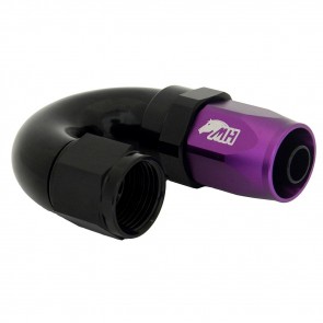 Conexão 8AN / AN8 180º para Mangueira Aeroquip - Colors (Corpo Preto - Porca Roxo)