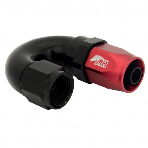 Conexão 8AN / AN8 180º para Mangueira Aeroquip - Colors (Corpo Preto - Porca Vermelha)