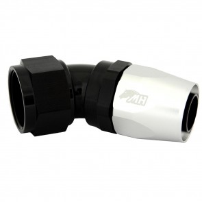 Conexão 16AN / AN16 45º para Mangueira Aeroquip - Colors (Corpo Preto - Porca Prata)