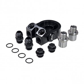 Suporte de Filtro de Óleo para Radiador Remoto com Termostato 80° C (Tipo Sandwich Plate) - Preto - Metal Horse