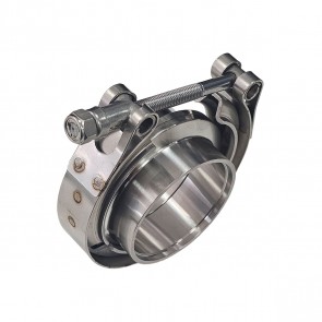 Kit Abraçadeira Tipo V-Band / V-Clamp + Par de Flange Macho e Fêmea 100% Inox 2" Polegadas - Metal Horse