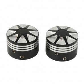 Par de Tampa Billet para Porca do Eixo Dianteiro Harley Davidson - 8 Spoke - Preto - Twin13