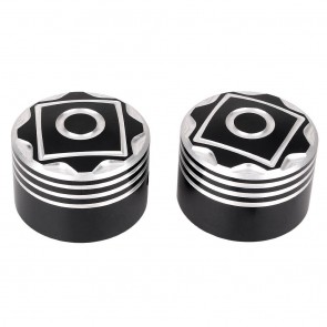Par de Tampa Billet para Porca do Eixo Dianteiro Harley Davidson - Gear - Preto - Twin13