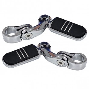 Par de Pedaleira Modelo Stripe com Suporte Angulado Curto - Cromado - Twin13